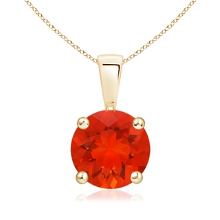 8mm AAAA Classic Round Fire Opal Solitaire Pendant in Yellow Gold
