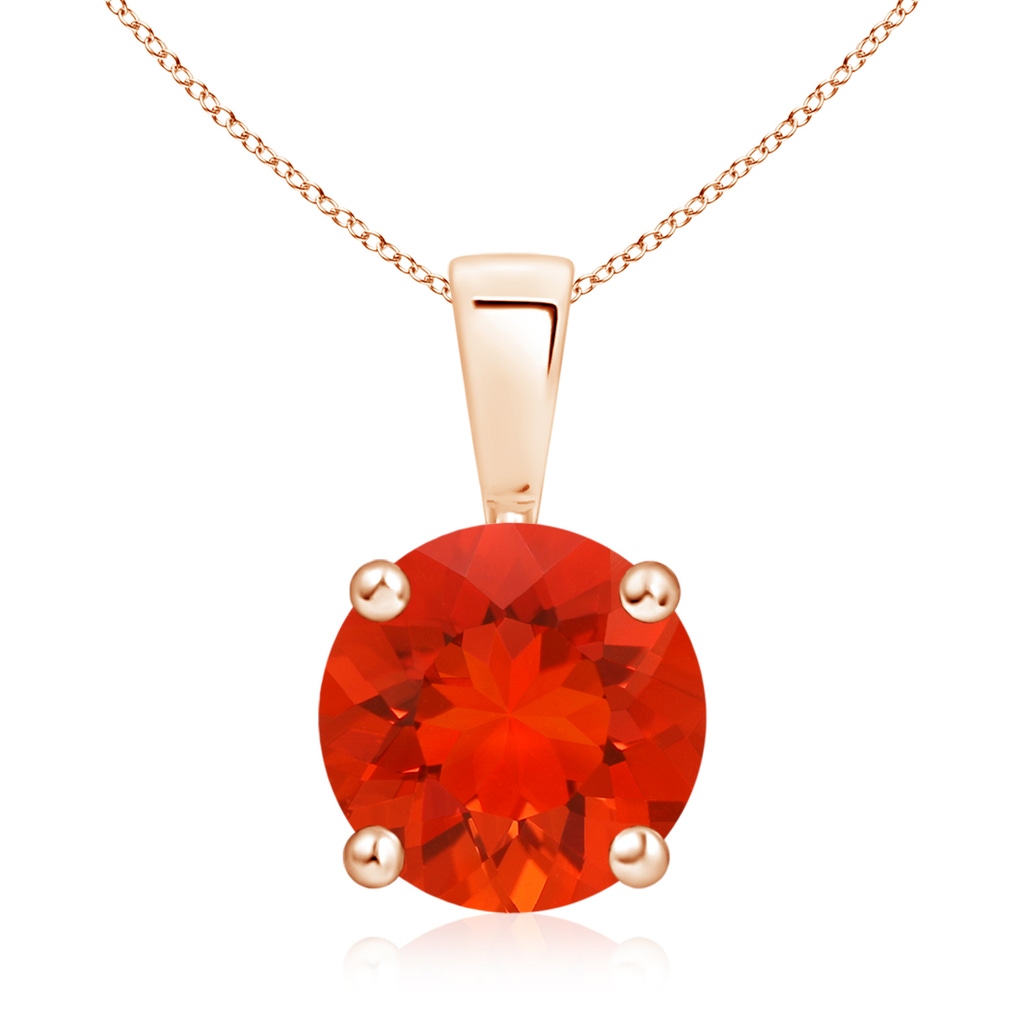 9mm AAAA Classic Prong-Set Round Fire Opal Solitaire Pendant in Rose Gold