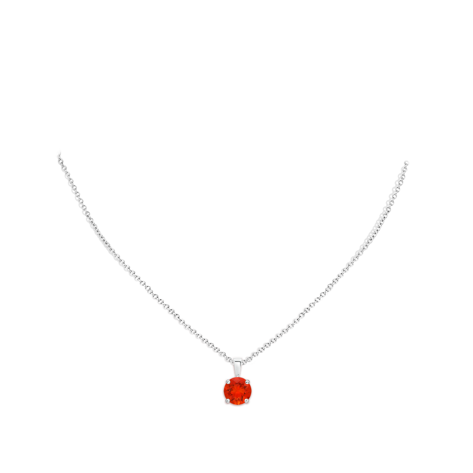9mm AAAA Classic Prong-Set Round Fire Opal Solitaire Pendant in White Gold pen