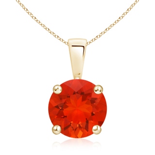 9mm AAAA Classic Prong-Set Round Fire Opal Solitaire Pendant in Yellow Gold