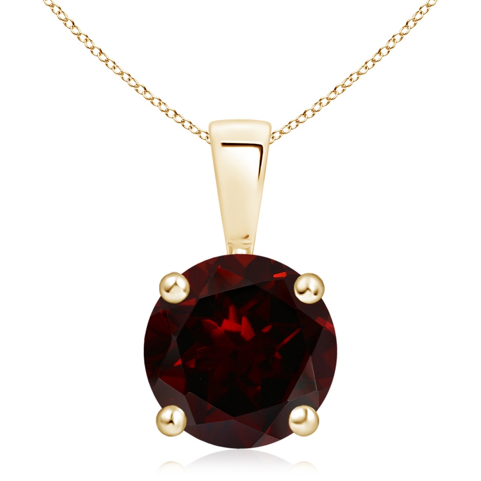 10mm A Classic Prong-Set Round Garnet Solitaire Pendant in 18K Yellow Gold 