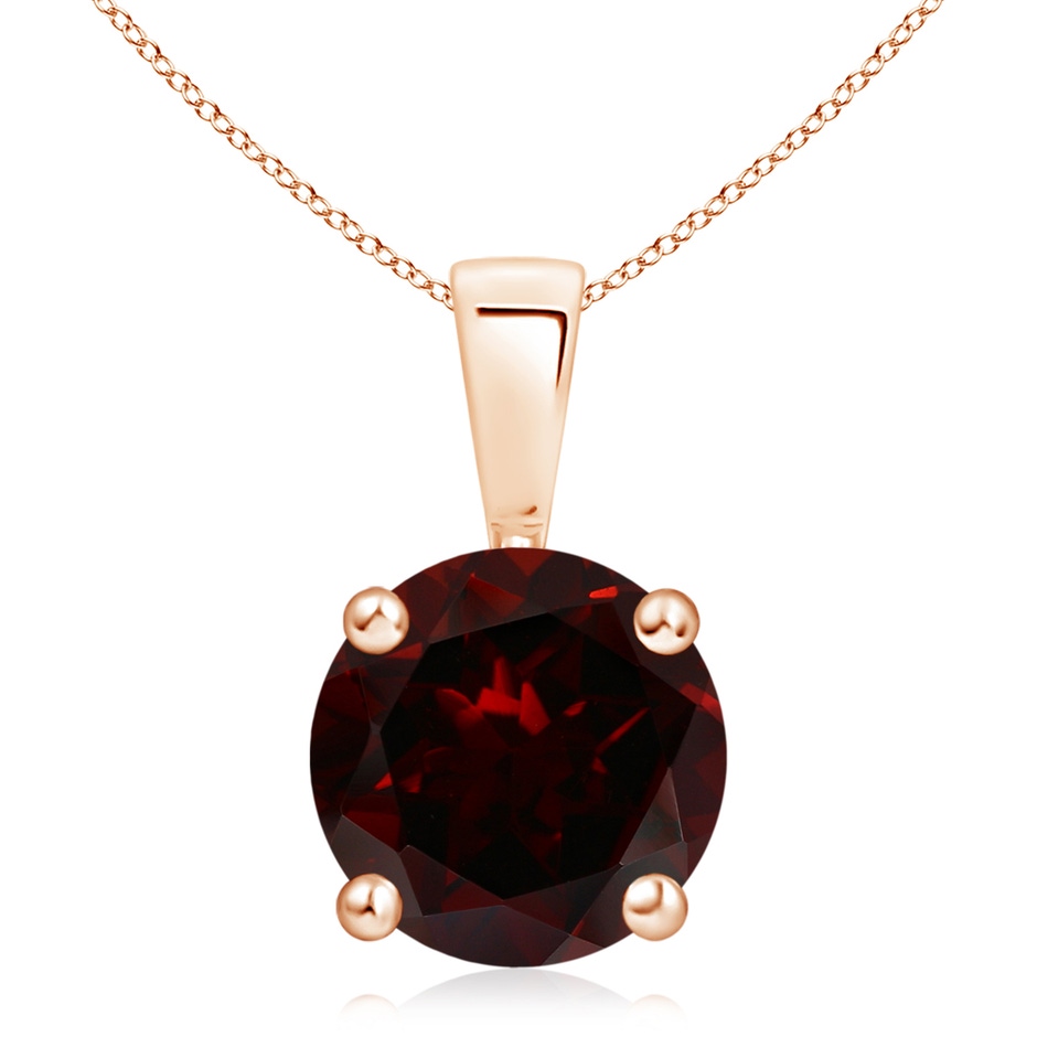 10mm A Classic Prong-Set Round Garnet Solitaire Pendant in Rose Gold 