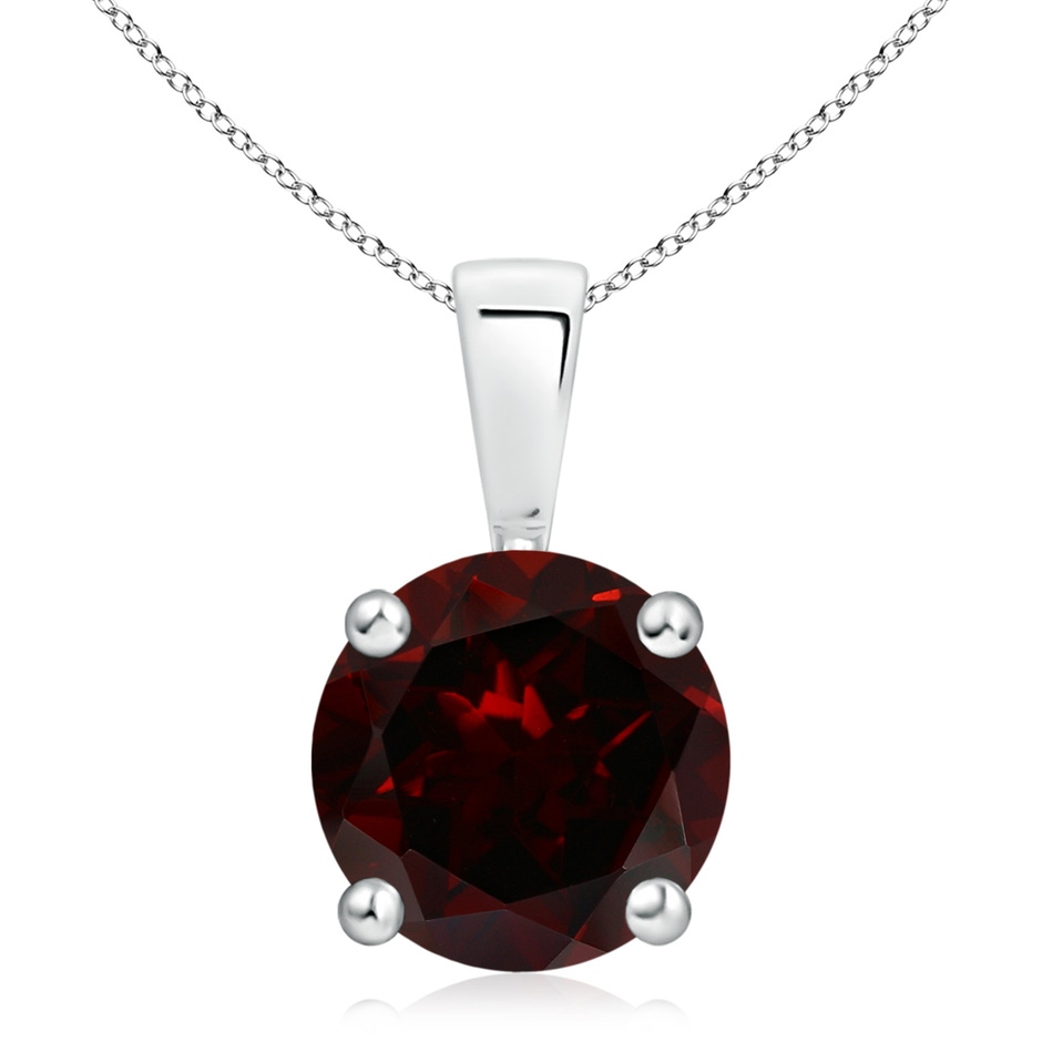 10mm A Classic Prong-Set Round Garnet Solitaire Pendant in White Gold 