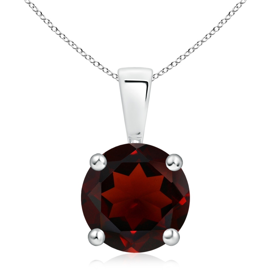 10mm AA Classic Prong-Set Round Garnet Solitaire Pendant in S999 Silver 