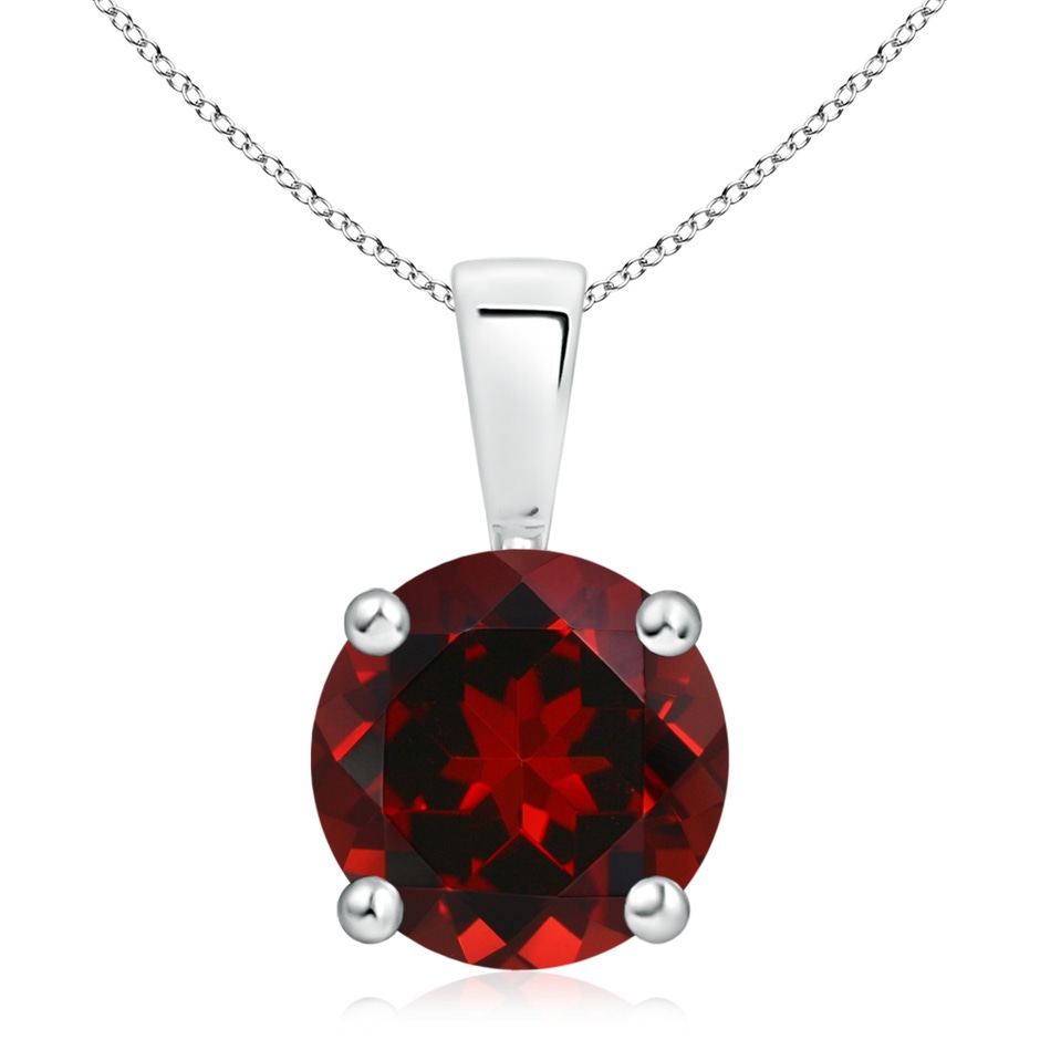 10mm AAAA Classic Prong-Set Round Garnet Solitaire Pendant in P950 Platinum 