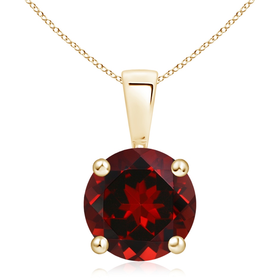 10mm AAAA Classic Prong-Set Round Garnet Solitaire Pendant in Yellow Gold 