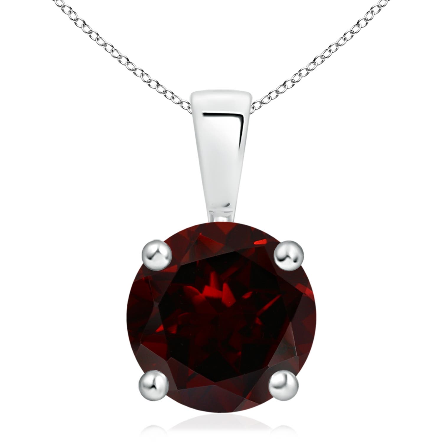 11mm A Classic Prong-Set Round Garnet Solitaire Pendant in P950 Platinum