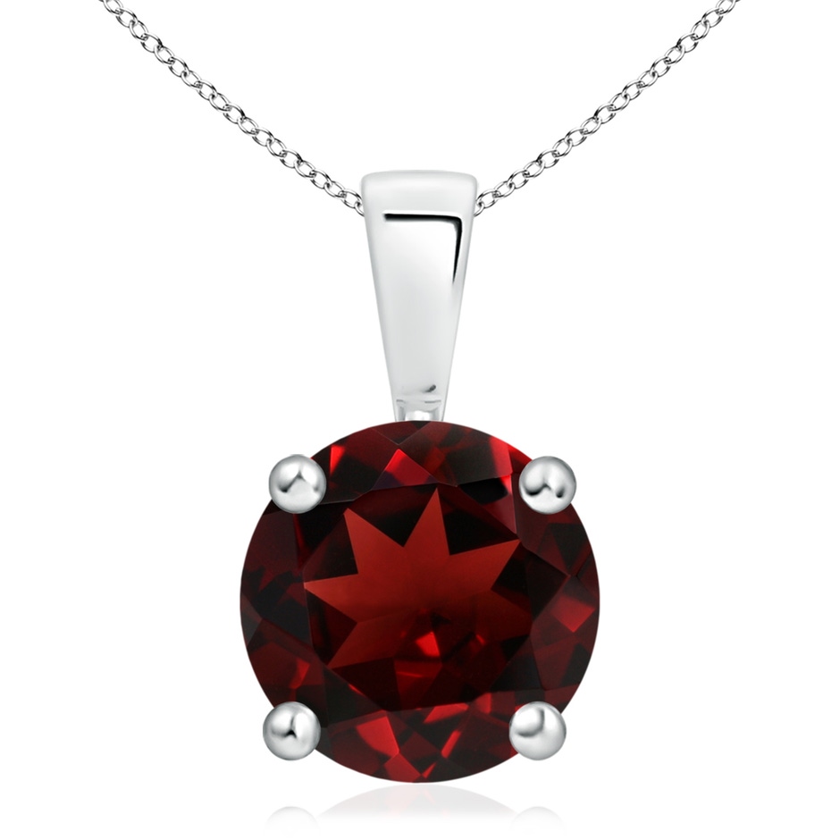 11mm AAA Classic Prong-Set Round Garnet Solitaire Pendant in White Gold 