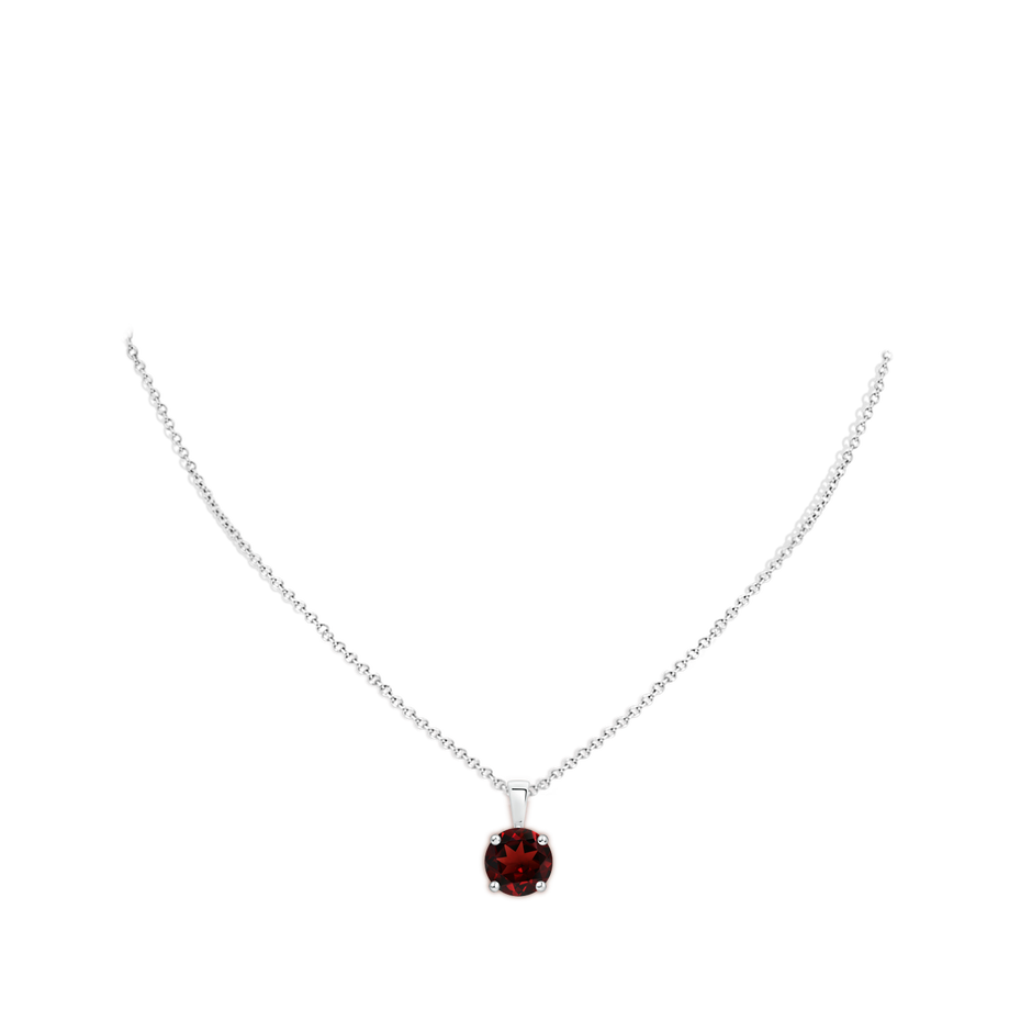 11mm AAA Classic Prong-Set Round Garnet Solitaire Pendant in White Gold pen