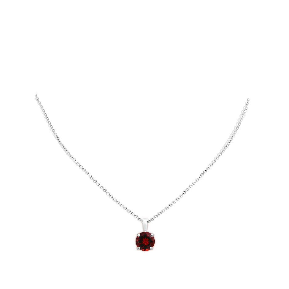 11mm AAAA Classic Prong-Set Round Garnet Solitaire Pendant in P950 Platinum pen
