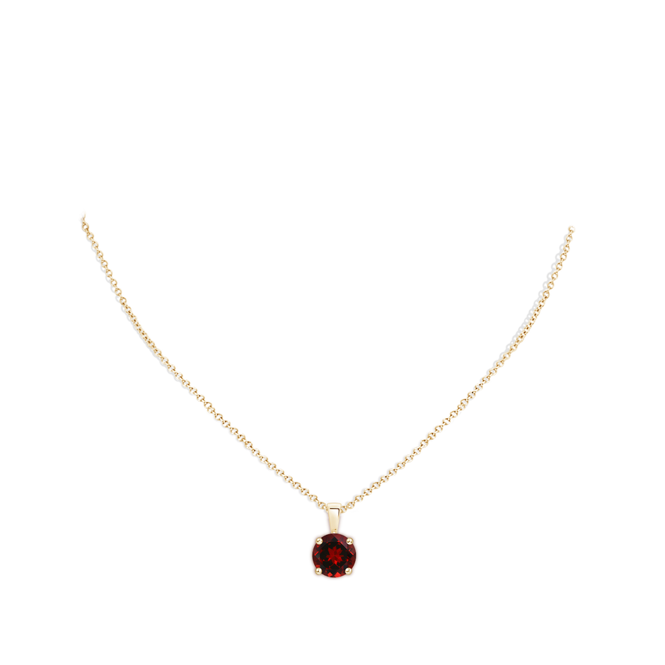 11mm AAAA Classic Prong-Set Round Garnet Solitaire Pendant in Yellow Gold pen