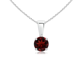 4mm AAA Classic Round Garnet Solitaire Pendant in White Gold