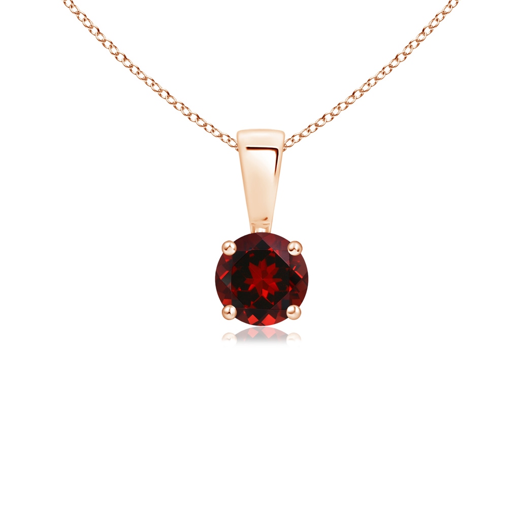 4mm AAAA Classic Round Garnet Solitaire Pendant in Rose Gold