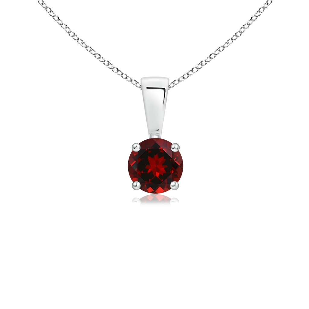 4mm AAAA Classic Round Garnet Solitaire Pendant in S999 Silver