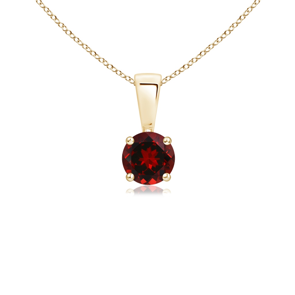 4mm AAAA Classic Round Garnet Solitaire Pendant in Yellow Gold