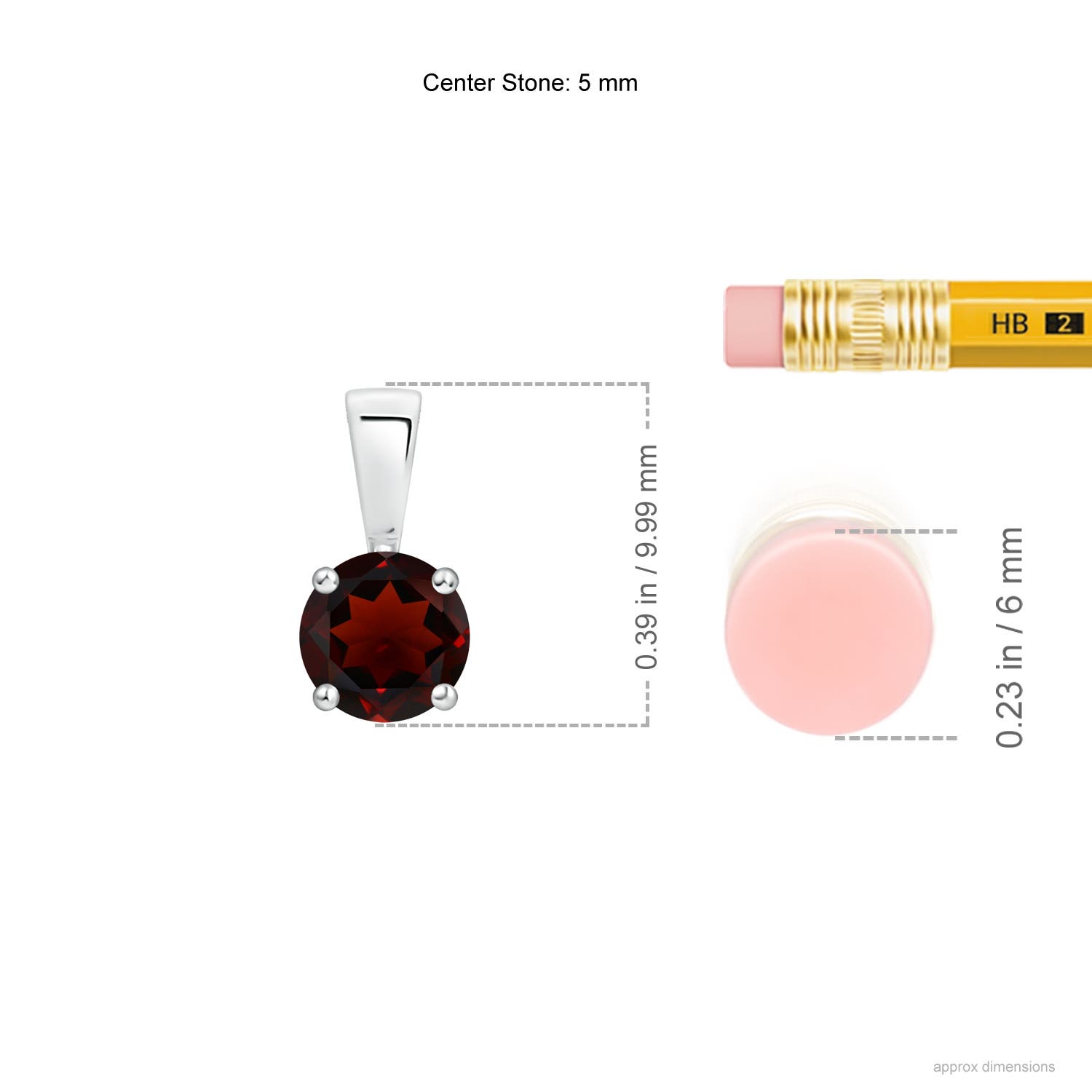 AA - Garnet / 0.6 CT / 14 KT White Gold