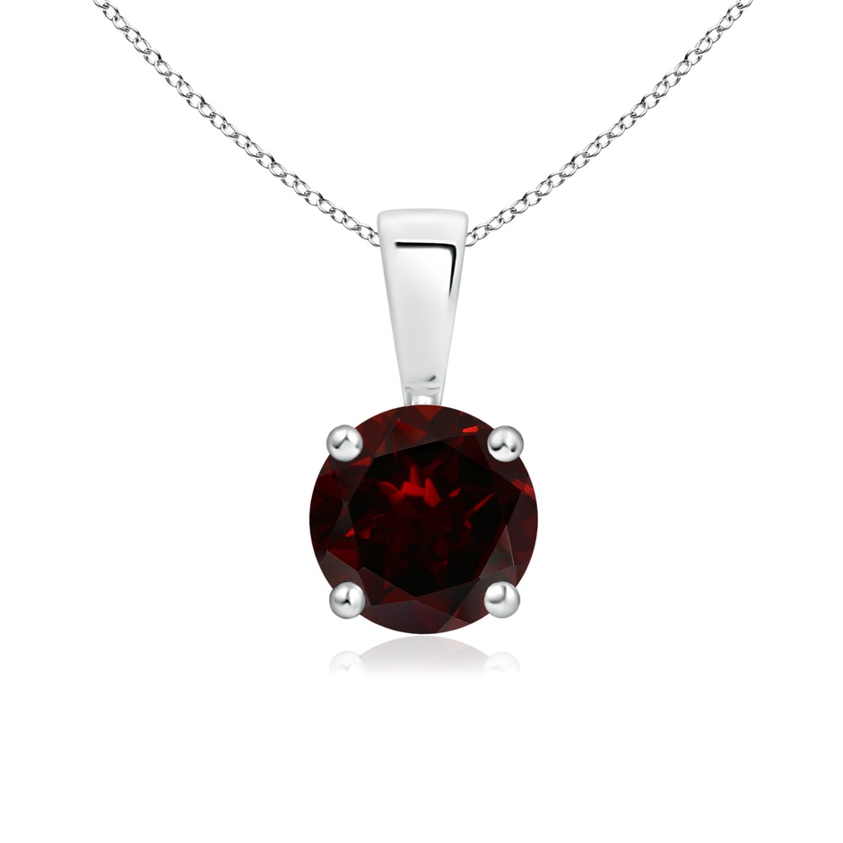 6mm A Classic Prong-Set Round Garnet Solitaire Pendant in S999 Silver 