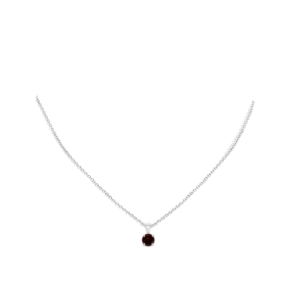6mm A Classic Prong-Set Round Garnet Solitaire Pendant in S999 Silver pen