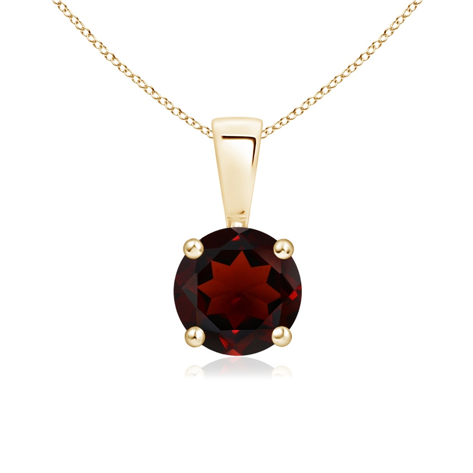 6mm AA Classic Prong-Set Round Garnet Solitaire Pendant in Yellow Gold 