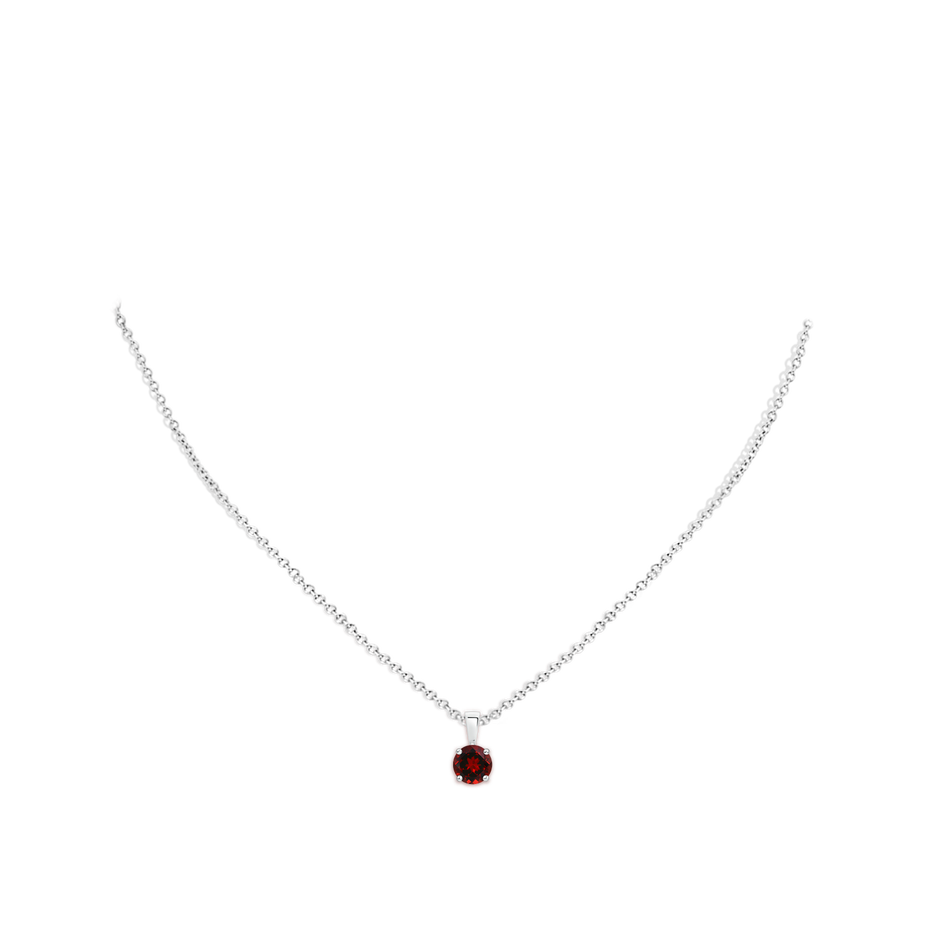 6mm AAAA Classic Prong-Set Round Garnet Solitaire Pendant in P950 Platinum pen