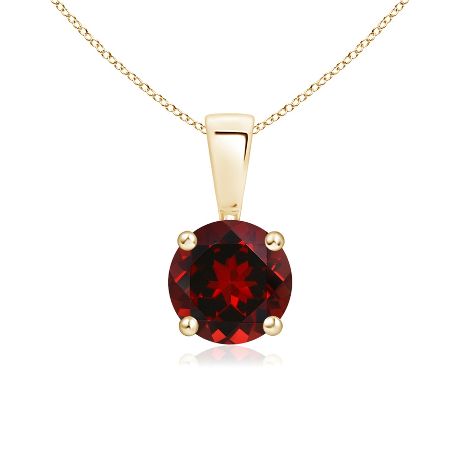 6mm AAAA Classic Prong-Set Round Garnet Solitaire Pendant in Yellow Gold 