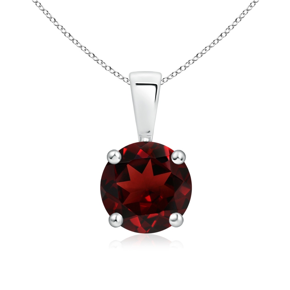 7mm AAA Classic Prong-Set Round Garnet Solitaire Pendant in S999 Silver 