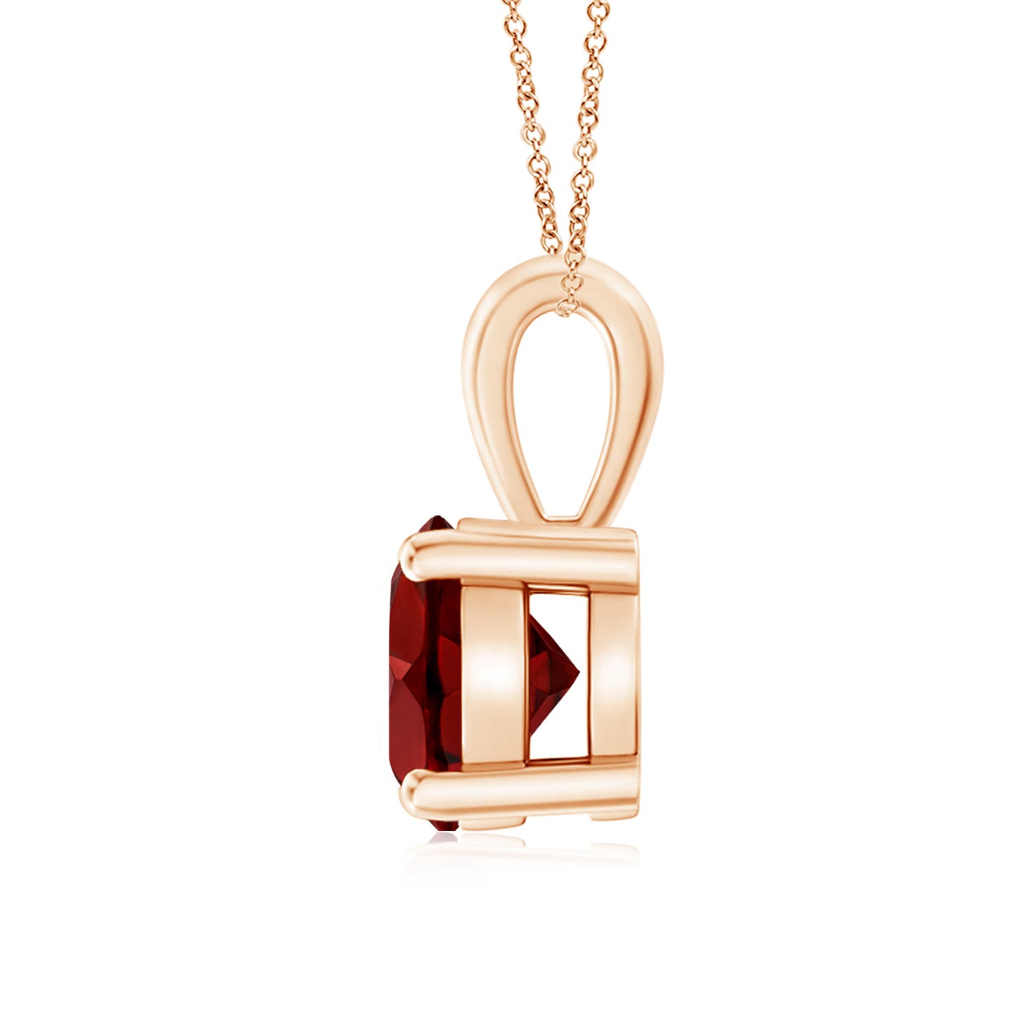 7mm AAAA Classic Prong-Set Round Garnet Solitaire Pendant in 18K Rose Gold
