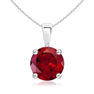 8mm AAAA Classic Round Garnet Solitaire Pendant in 9K White Gold