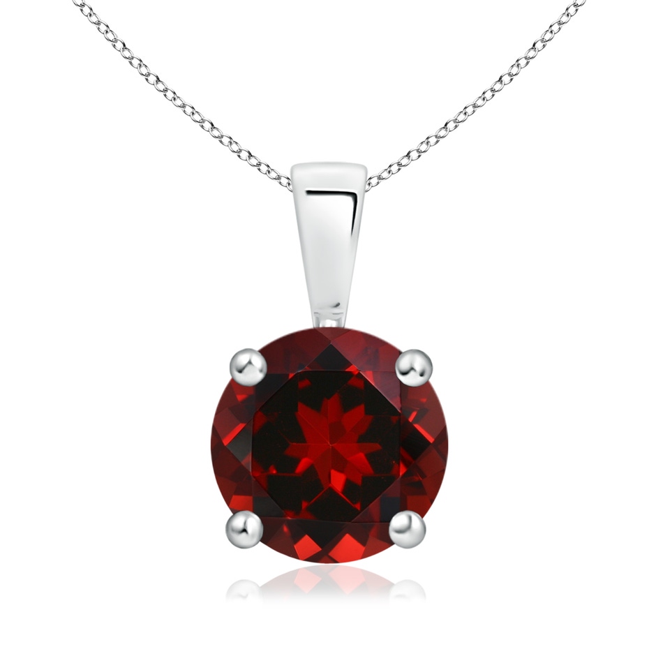 8mm AAAA Classic Round Garnet Solitaire Pendant in 9K White Gold 