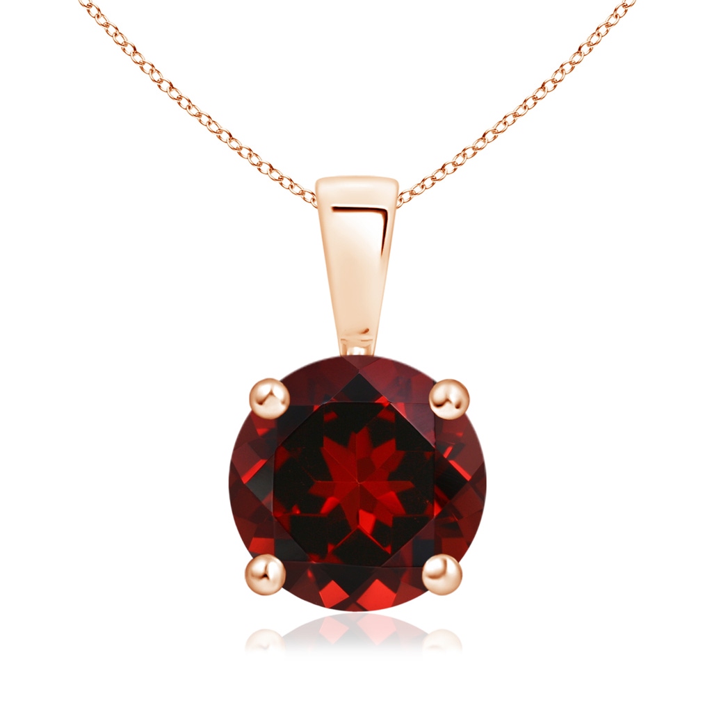 8mm AAAA Classic Round Garnet Solitaire Pendant in Rose Gold