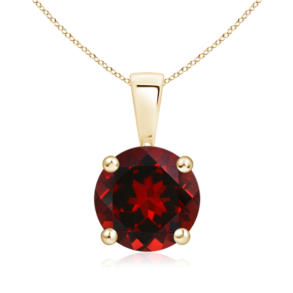 8mm AAAA Classic Prong-Set Round Garnet Solitaire Pendant in Yellow Gold