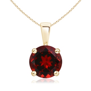 8mm AAAA Classic Round Garnet Solitaire Pendant in Yellow Gold