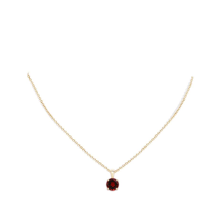 8mm AAAA Classic Round Garnet Solitaire Pendant in Yellow Gold pen