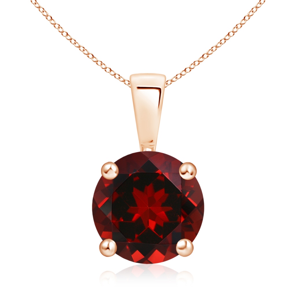 9mm AAAA Classic Prong-Set Round Garnet Solitaire Pendant in 10K Rose Gold