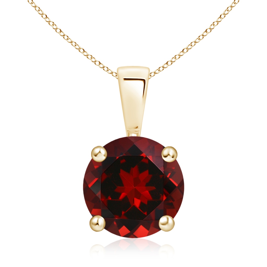 9mm AAAA Classic Prong-Set Round Garnet Solitaire Pendant in 10K Yellow Gold