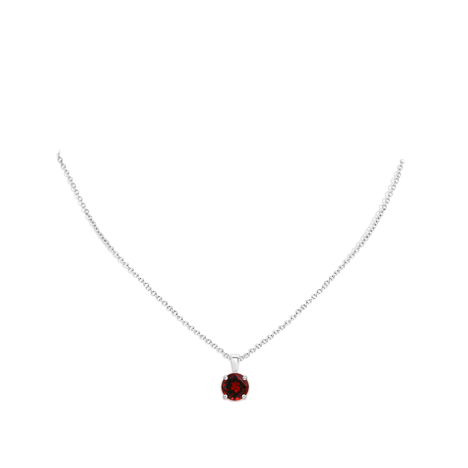 9mm AAAA Classic Prong-Set Round Garnet Solitaire Pendant in P950 Platinum pen