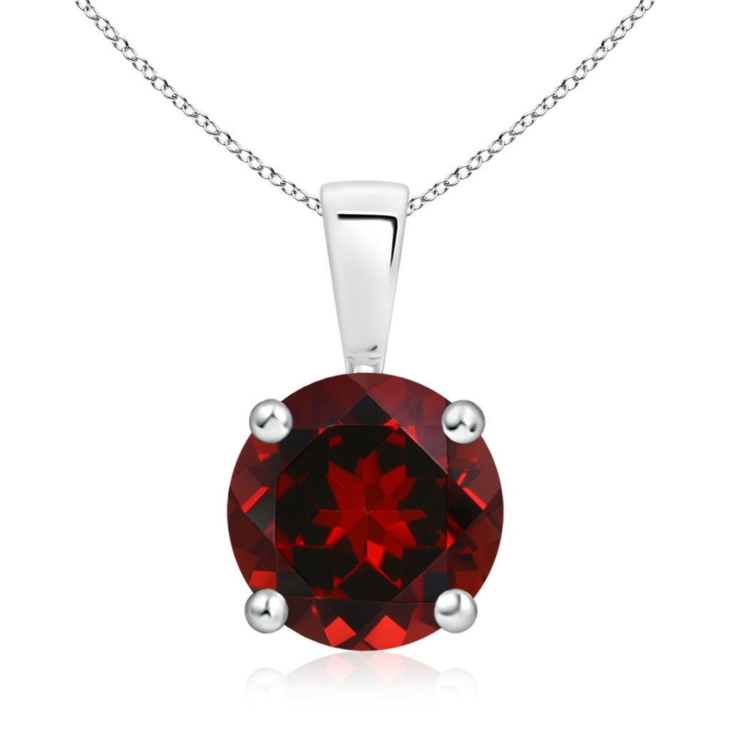 9mm AAAA Classic Prong-Set Round Garnet Solitaire Pendant in S999 Silver