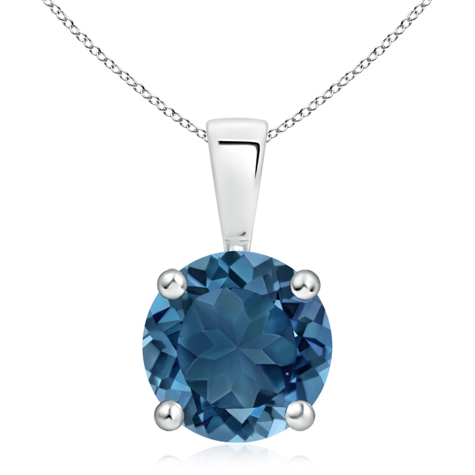 10mm AA Classic Prong-Set Round London Blue Topaz Solitaire Pendant in P950 Platinum 