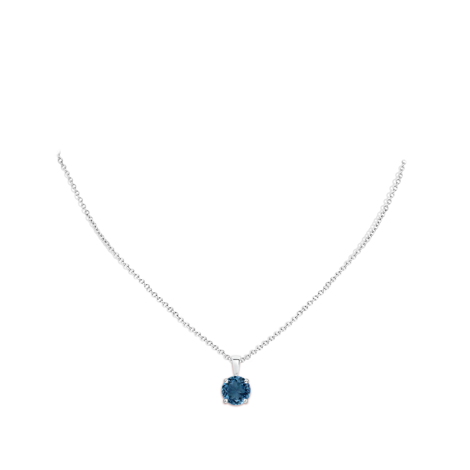 10mm AA Classic Prong-Set Round London Blue Topaz Solitaire Pendant in P950 Platinum pen