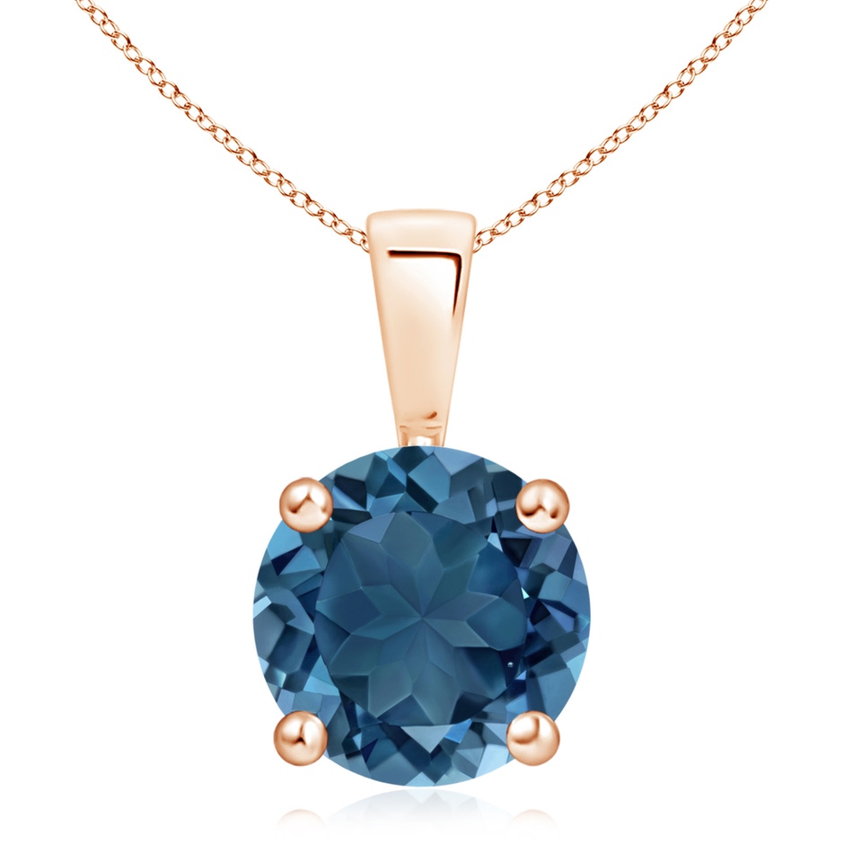 10mm AA Classic Prong-Set Round London Blue Topaz Solitaire Pendant in Rose Gold 