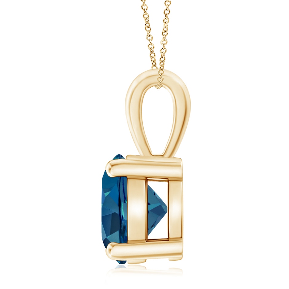 10mm AAA Classic Prong-Set Round London Blue Topaz Solitaire Pendant in Yellow Gold side 199