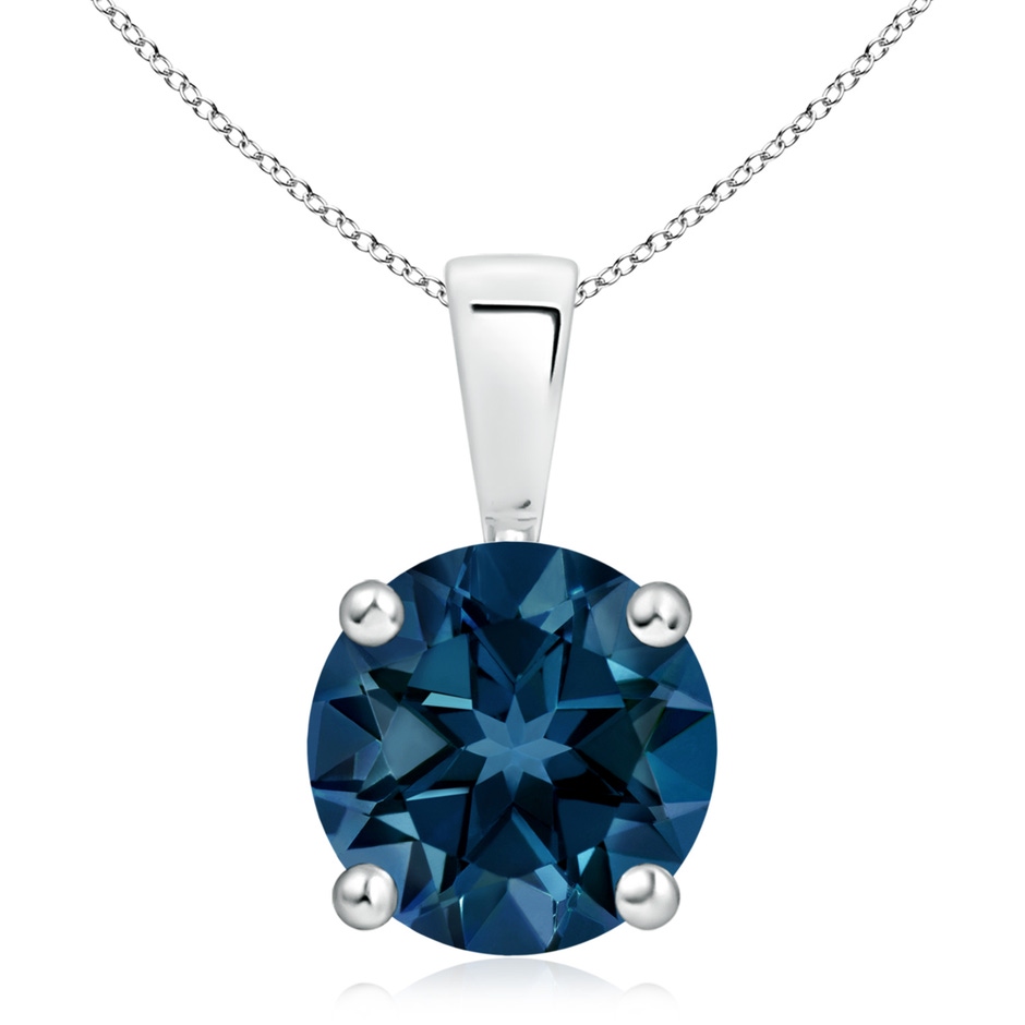 10mm AAAA Classic Prong-Set Round London Blue Topaz Solitaire Pendant in P950 Platinum 