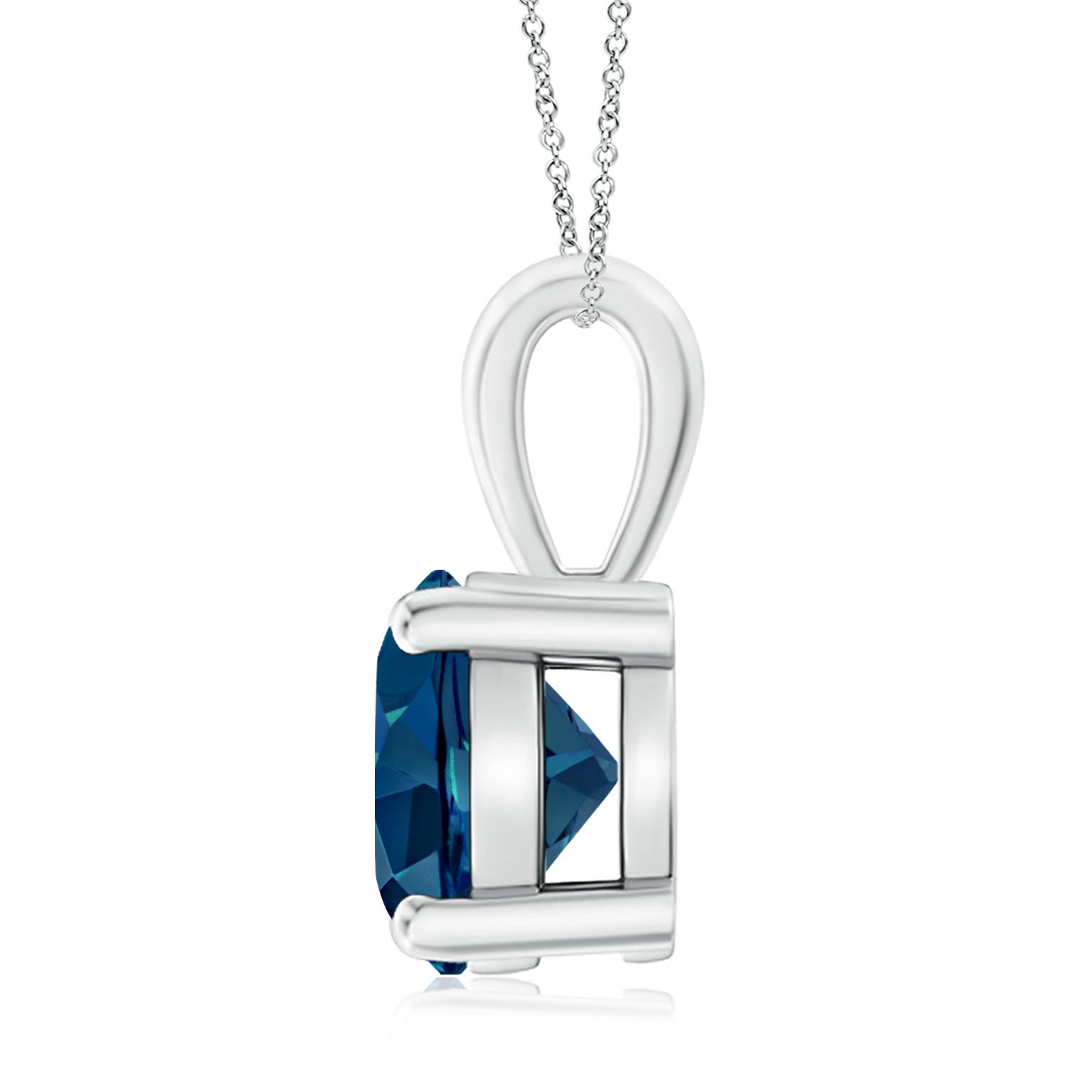 10mm AAAA Classic Prong-Set Round London Blue Topaz Solitaire Pendant in P950 Platinum