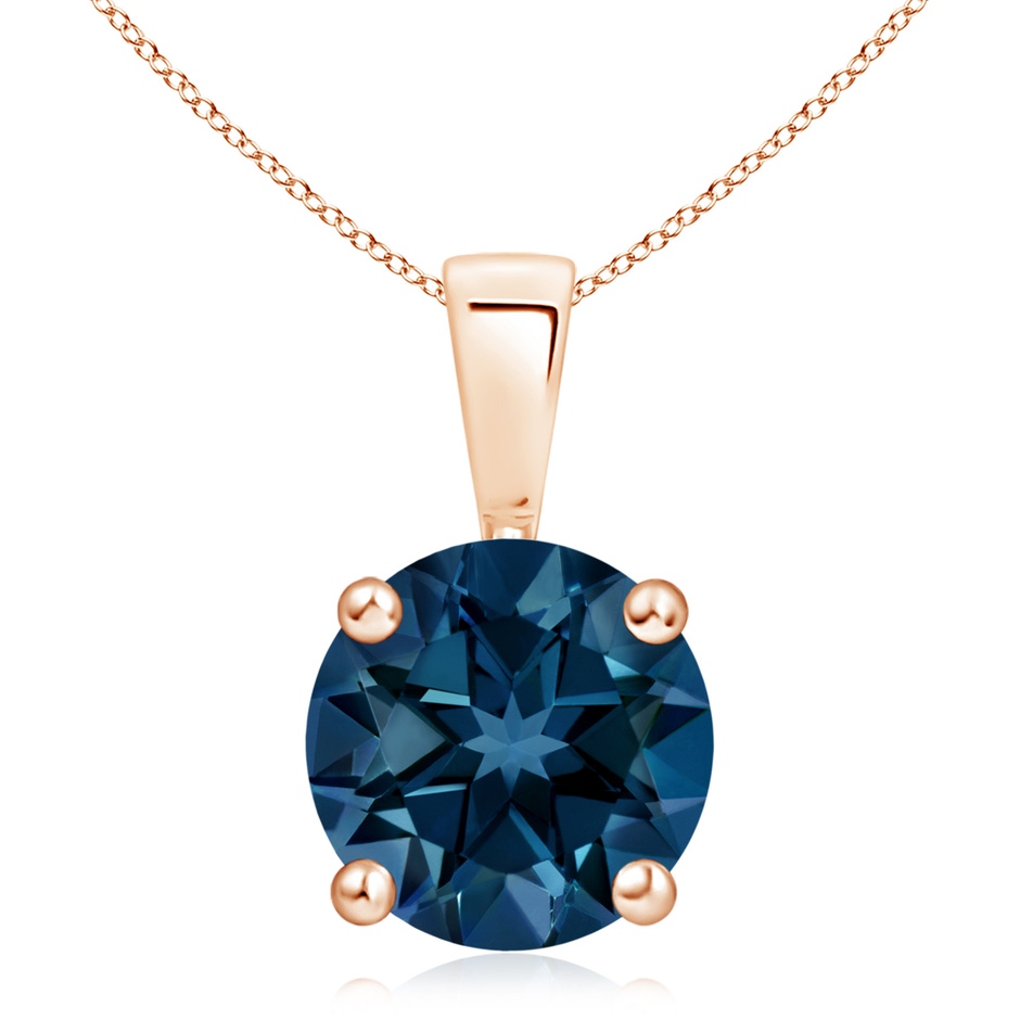 10mm AAAA Classic Prong-Set Round London Blue Topaz Solitaire Pendant in Rose Gold 