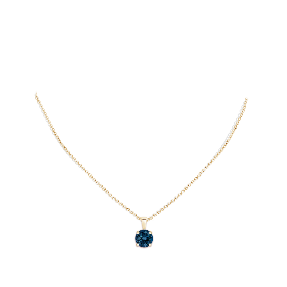 10mm AAAA Classic Prong-Set Round London Blue Topaz Solitaire Pendant in Yellow Gold pen