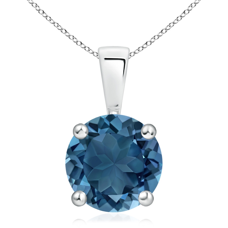11mm AA Classic Prong-Set Round London Blue Topaz Solitaire Pendant in P950 Platinum 