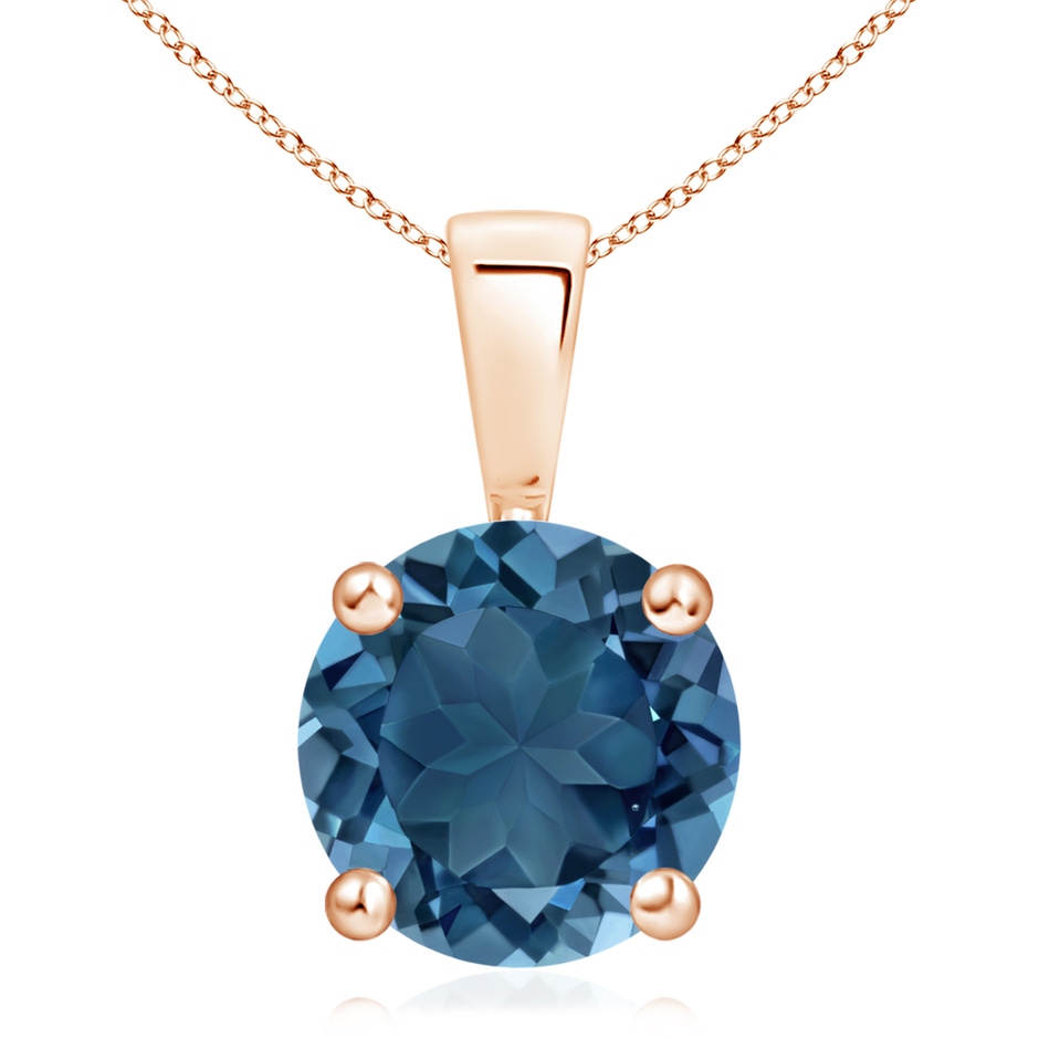 11mm AA Classic Prong-Set Round London Blue Topaz Solitaire Pendant in Rose Gold 