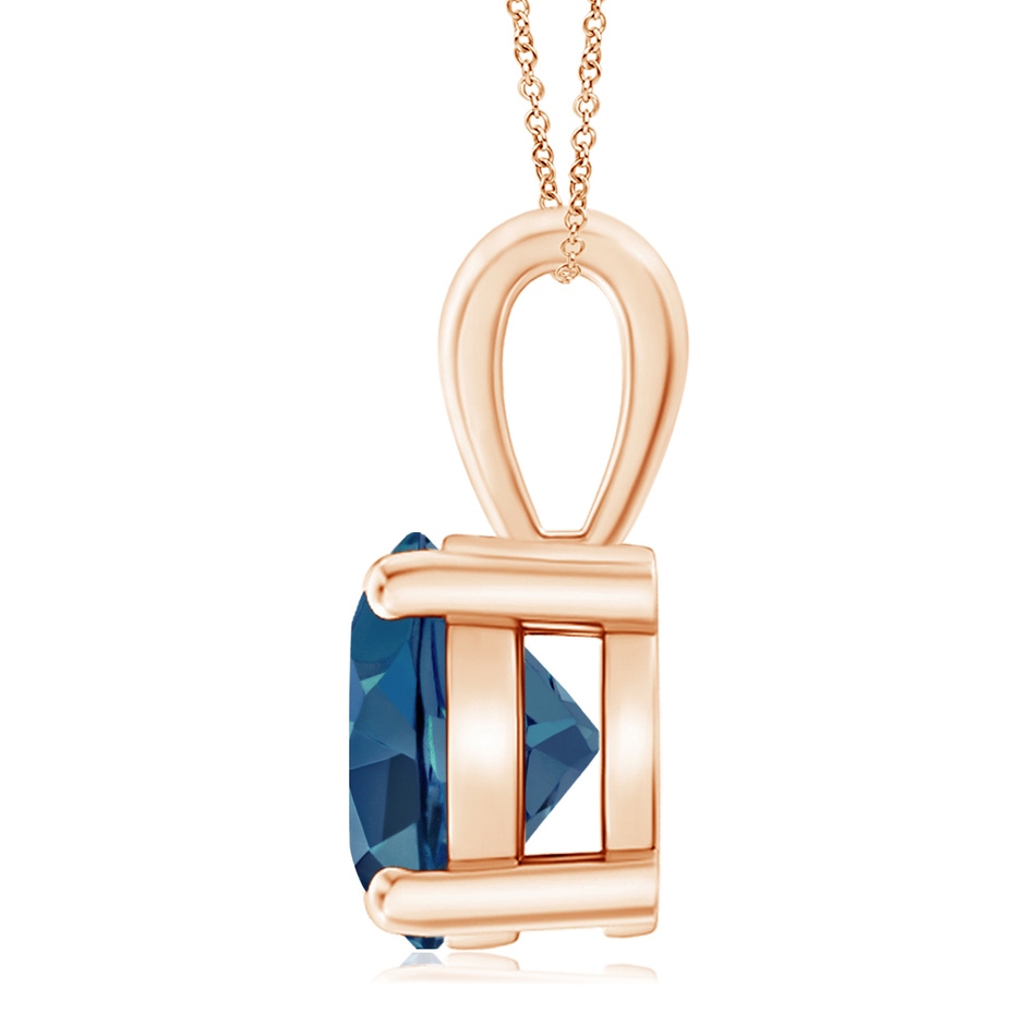 11mm AA Classic Prong-Set Round London Blue Topaz Solitaire Pendant in Rose Gold side 199