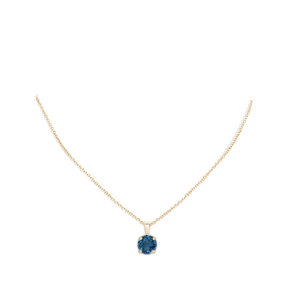11mm AA Classic Prong-Set Round London Blue Topaz Solitaire Pendant in Yellow Gold pen