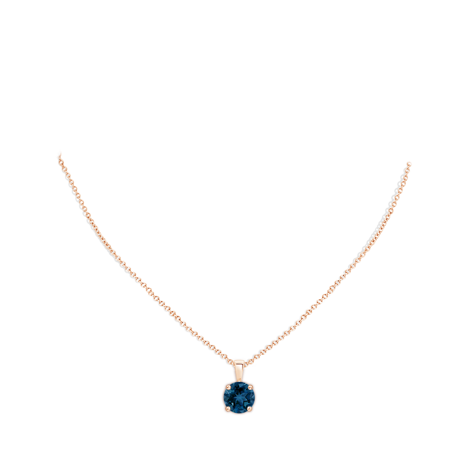 11mm AAA Classic Prong-Set Round London Blue Topaz Solitaire Pendant in Rose Gold pen